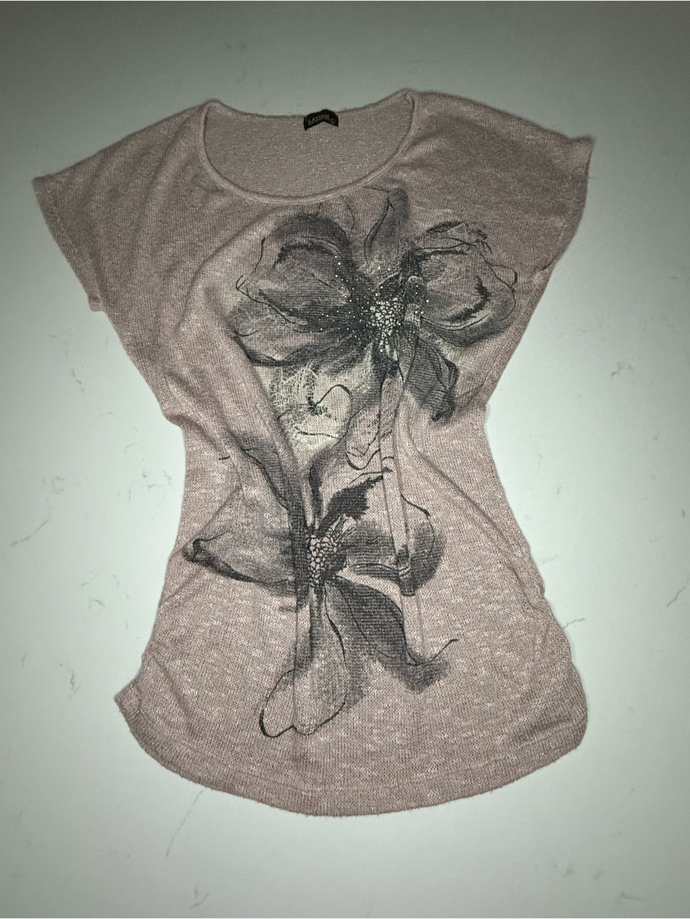Y2K Women’s Pink Floral Scoop Neck Top